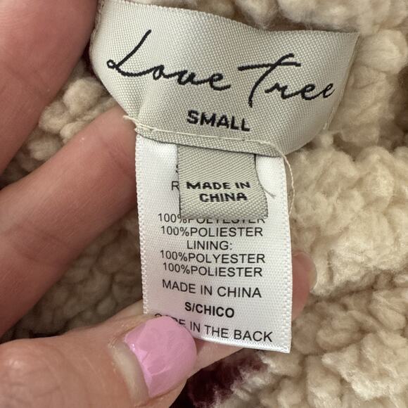 Love Tree The Soft Life Reversible Sherpa Hooded Jacket Womens S Cottagecore - Picture 5 of 11